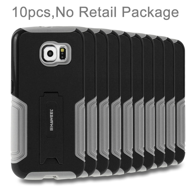 10 PCS HAWEEL for Galaxy S6 / G920 Dual Layer TPU Plastic Combo Case with Kickstand, No Retail Package