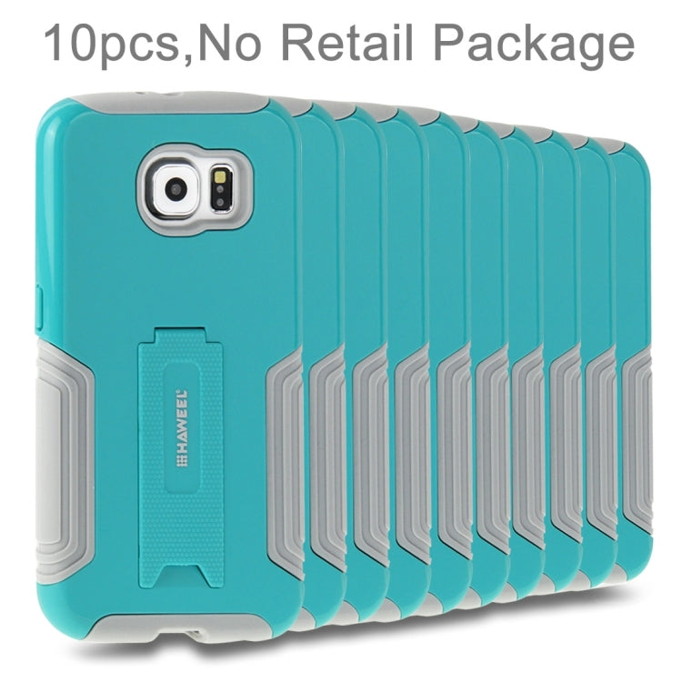 10 PCS HAWEEL for Galaxy S6 / G920 Dual Layer TPU Plastic Combo Case with Kickstand, No Retail Package