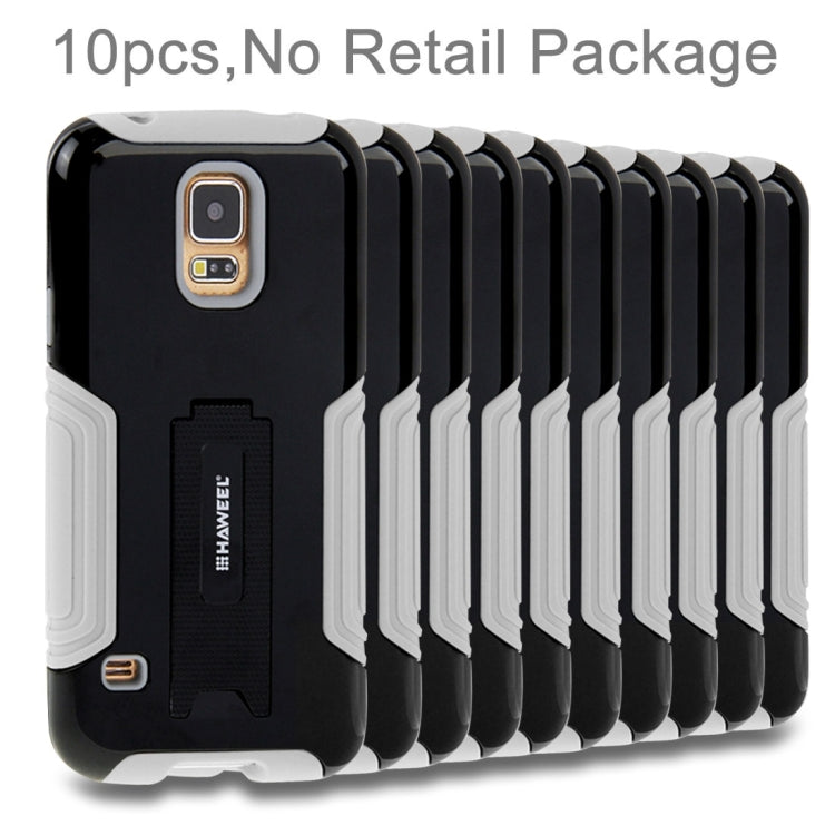 10 PCS HAWEEL for Galaxy S5 / G900 Dual Layer TPU Plastic Combo Case with Kickstand, No Retail Package