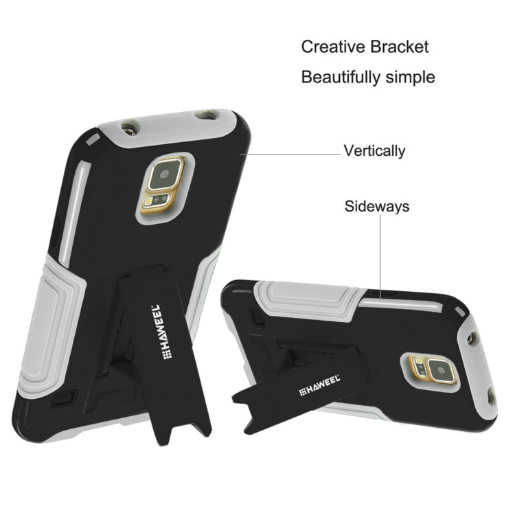 10 PCS HAWEEL for Galaxy S5 / G900 Dual Layer TPU Plastic Combo Case with Kickstand, No Retail Package