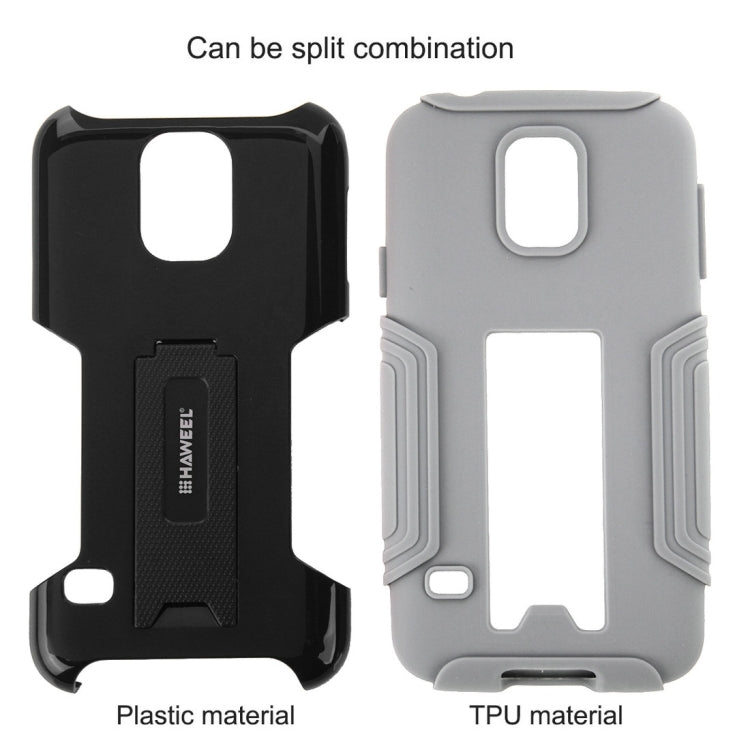 10 PCS HAWEEL for Galaxy S5 / G900 Dual Layer TPU Plastic Combo Case with Kickstand, No Retail Package