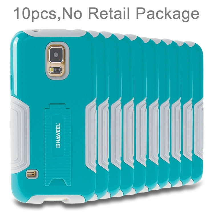 10 PCS HAWEEL for Galaxy S5 / G900 Dual Layer TPU Plastic Combo Case with Kickstand, No Retail Package