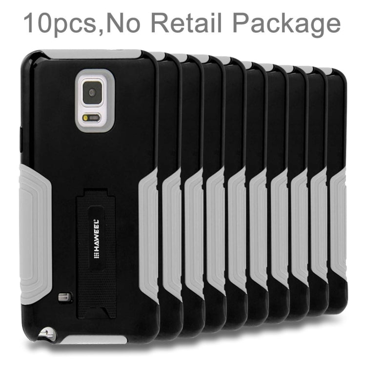 10 PCS HAWEEL for Galaxy Note 4 / N910 Dual Layer TPU Plastic Combo Case with Kickstand, No Retail Package