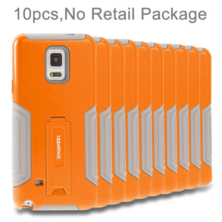 10 PCS HAWEEL for Galaxy Note 4 / N910 Dual Layer TPU Plastic Combo Case with Kickstand, No Retail Package