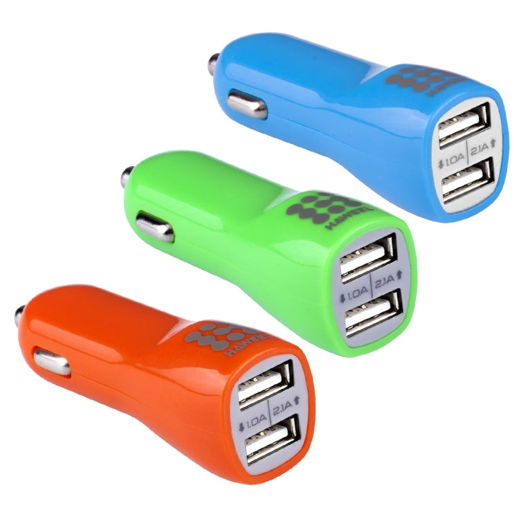 60 PCS Mixed Colors HAWEEL 3.1A Dual USB Ports Car Charger Kit with Candy Cans Package