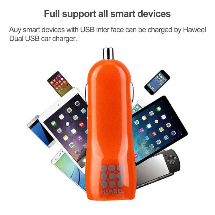 60 PCS Mixed Colors HAWEEL 3.1A Dual USB Ports Car Charger Kit with Candy Cans Package