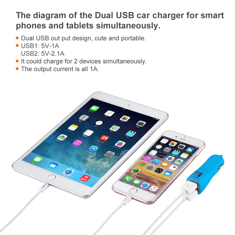 60 PCS Mixed Colors HAWEEL 3.1A Dual USB Ports Car Charger Kit with Candy Cans Package