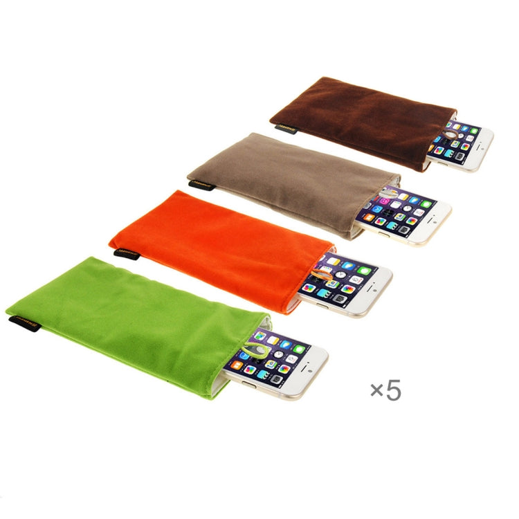 20 PCS Mixed Colors HAWEEL Soft Flannel Pouch Bag Kit with Candy Cans Package for up to 5.5 inch Screen Phone, Size: 18.5cm x 9cm