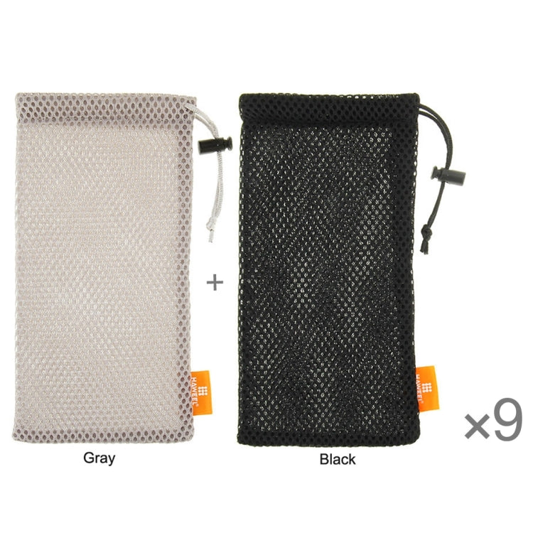 18 PCS Mixed Colors HAWEEL Nylon Mesh Pouch Bag Kit with Candy Cans Package for up to 5.5 inch Screen Phone, Size: 18.5cm x 9cm