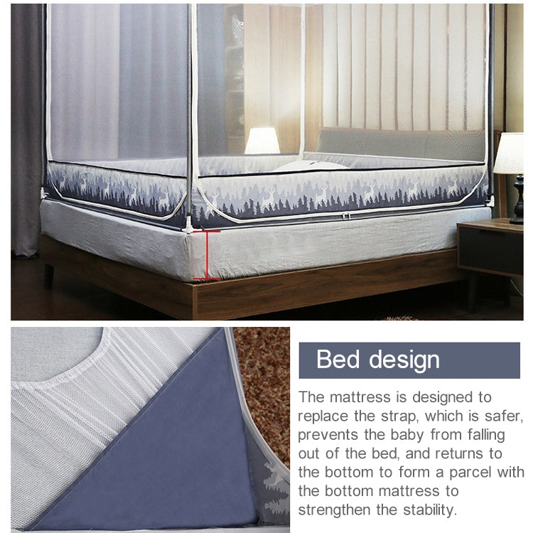 Square Ceiling Zipper Mosquito Net Encryption Zipper Three Door Defence Mosquito for 1.2m Bed