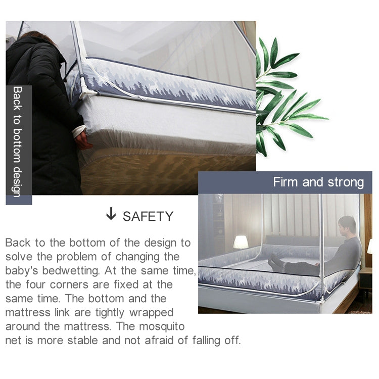 Square Ceiling Zipper Mosquito Net Encryption Zipper Three Door Defence Mosquito for 1.2m Bed