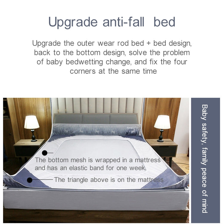 Square Ceiling Zipper Mosquito Net Encryption Zipper Three Door Defence Mosquito for 1.8m Bed