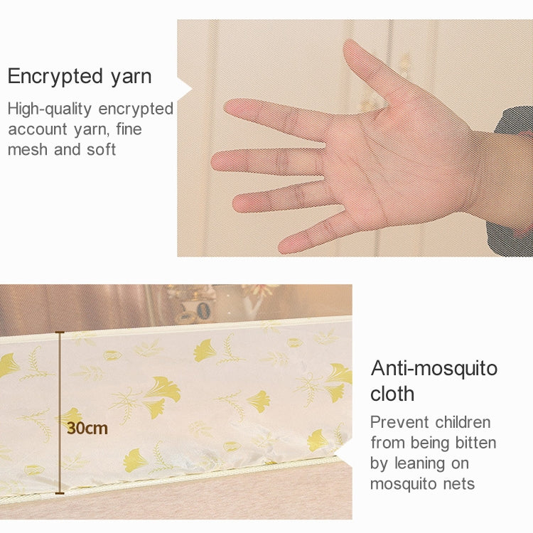 Square Ceiling Zipper Mosquito Net Encryption Zipper Three Door Stainless Steel Bracket Defence Mosquito for 1.5m Bed(Yellow)