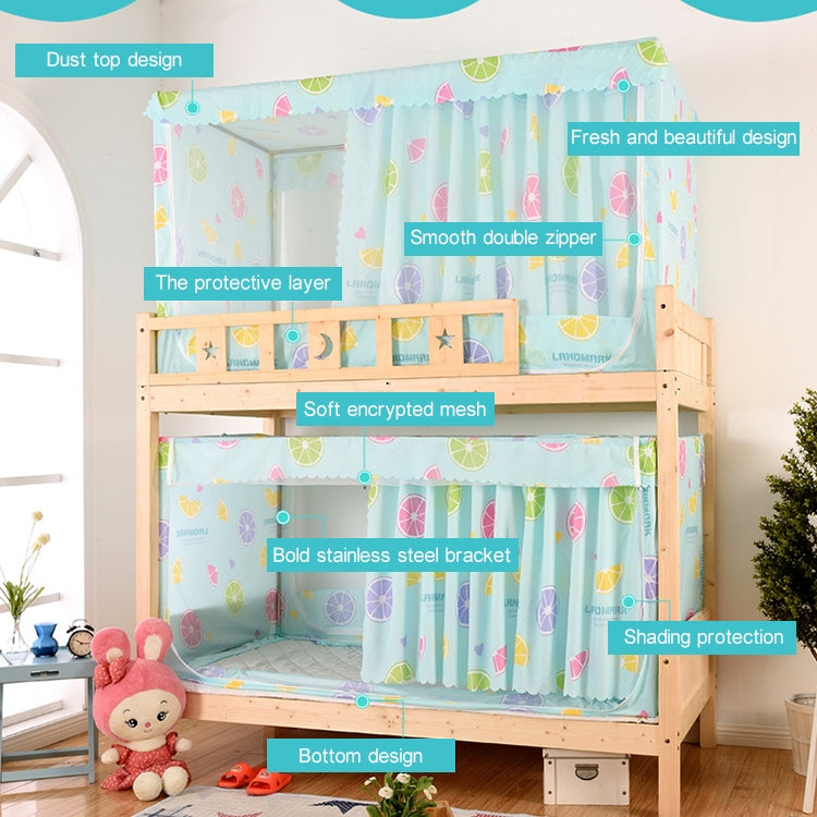 Students Dormitory Blackout Cloth Zipper Mosquito Net for 80cm Width Lower Berth