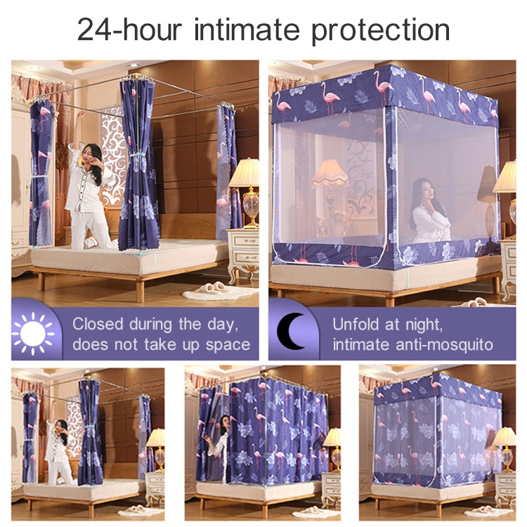 Square Ceiling Zipper Mosquito Net Encryption Zipper Three Door Defence Mosquito for 1.2m Bed with Anti-slip Rope