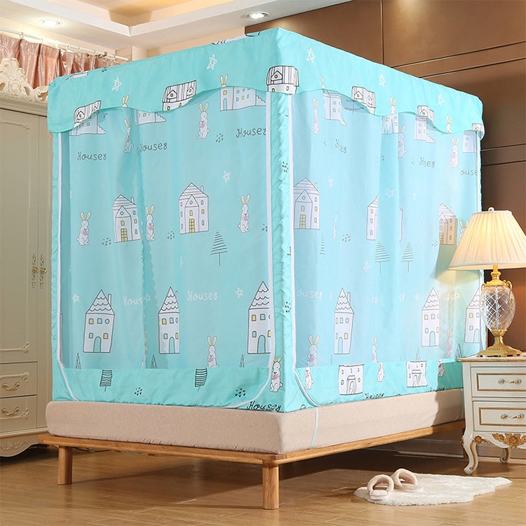 Square Ceiling Zipper Mosquito Net Encryption Zipper Three Door Defence Mosquito for 1.2m Bed with Anti-slip Rope and Curtain