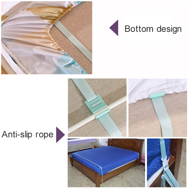 Square Ceiling Zipper Mosquito Net Encryption Zipper Three Door Defence Mosquito for 1.5m Bed with Anti-slip Rope and Curtain