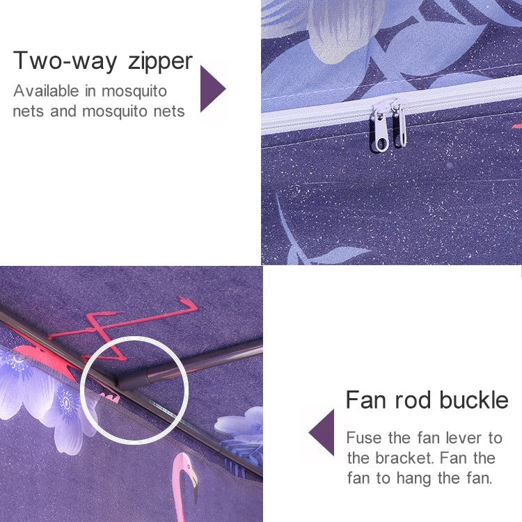 Square Ceiling Zipper Mosquito Net Encryption Zipper Three Door Defence Mosquito for 1.8m Bed with Anti-slip Rope