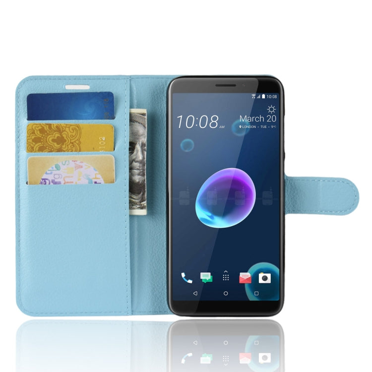 For HTC Desire 12 Litchi Texture Horizontal Flip Leather Case with Wallet & Holder & Card Slots