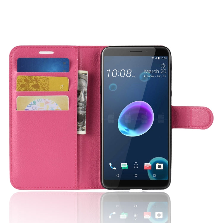 For HTC Desire 12 Litchi Texture Horizontal Flip Leather Case with Wallet & Holder & Card Slots