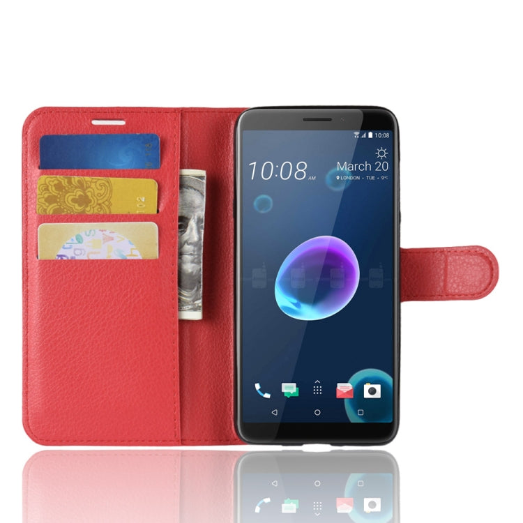 For HTC Desire 12 Litchi Texture Horizontal Flip Leather Case with Wallet & Holder & Card Slots