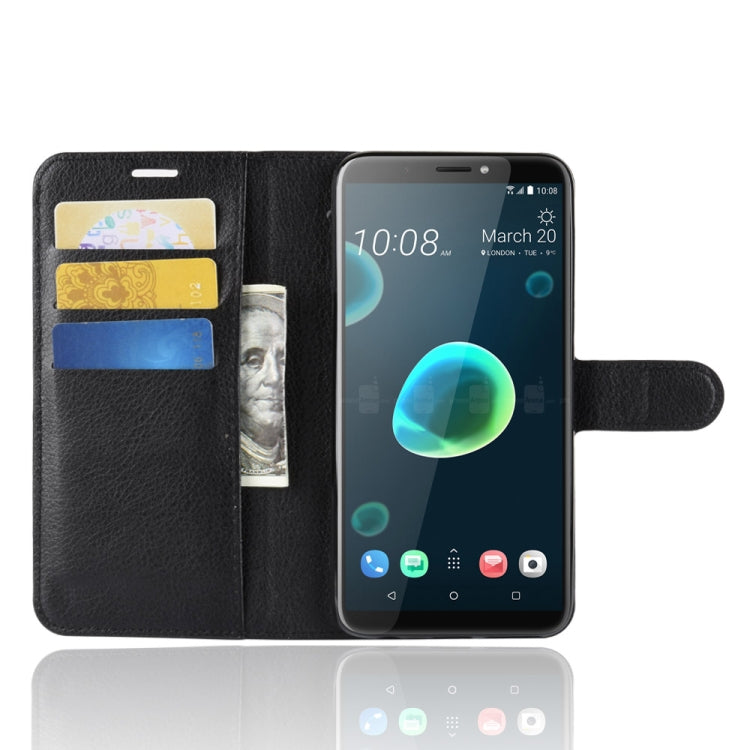 For HTC Desire 12+ Litchi Texture Horizontal Flip Leather Case with Wallet & Holder & Card Slots