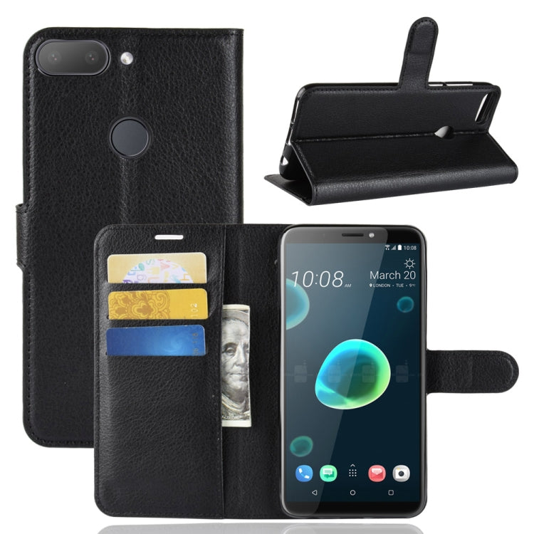 For HTC Desire 12+ Litchi Texture Horizontal Flip Leather Case with Wallet & Holder & Card Slots