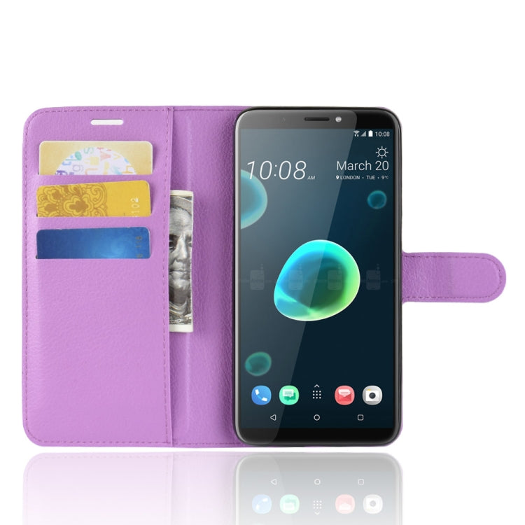 For HTC Desire 12+ Litchi Texture Horizontal Flip Leather Case with Wallet & Holder & Card Slots