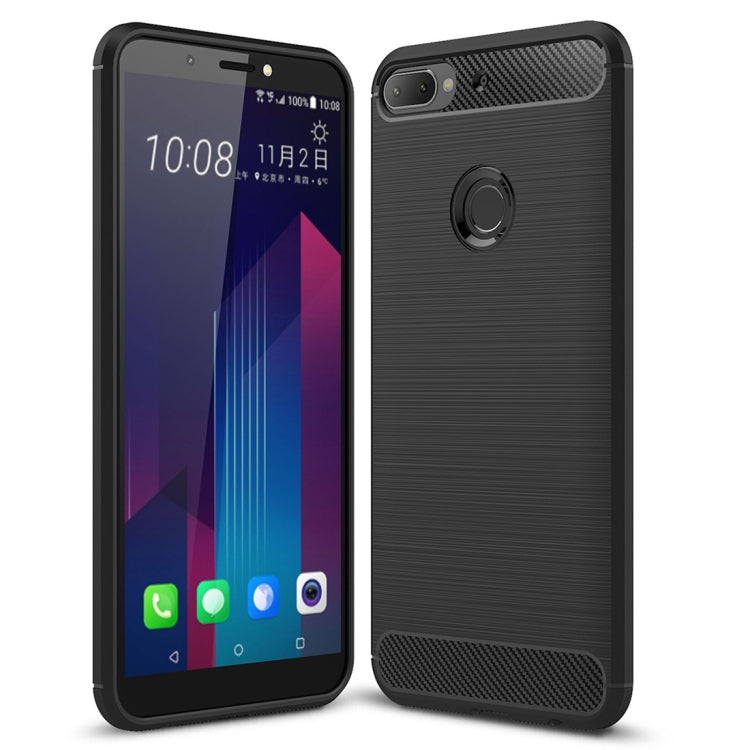 Brushed Texture Carbon Fiber Shockproof TPU Case for HTC Desire 12+