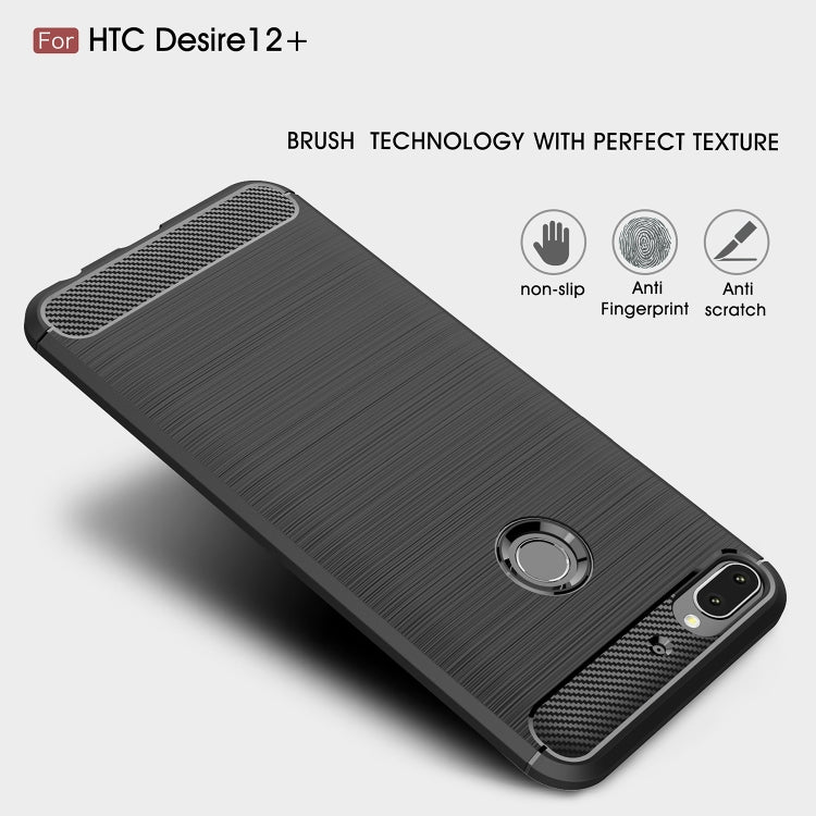 Brushed Texture Carbon Fiber Shockproof TPU Case for HTC Desire 12+