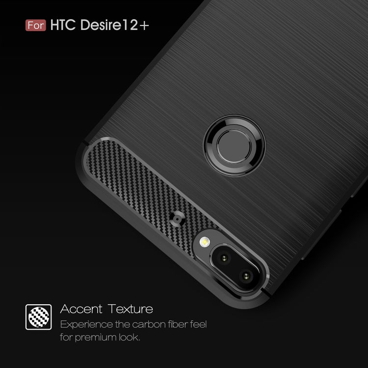 Brushed Texture Carbon Fiber Shockproof TPU Case for HTC Desire 12+