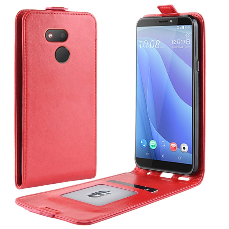R64 Texture Vertical Flip Leather Case for HTC Desire 12S, with Card Slots & Photo Frame