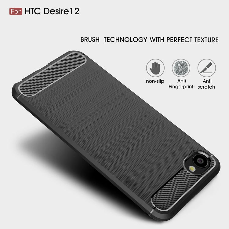 Brushed Texture Carbon Fiber Shockproof TPU Case for HTC Desire 12