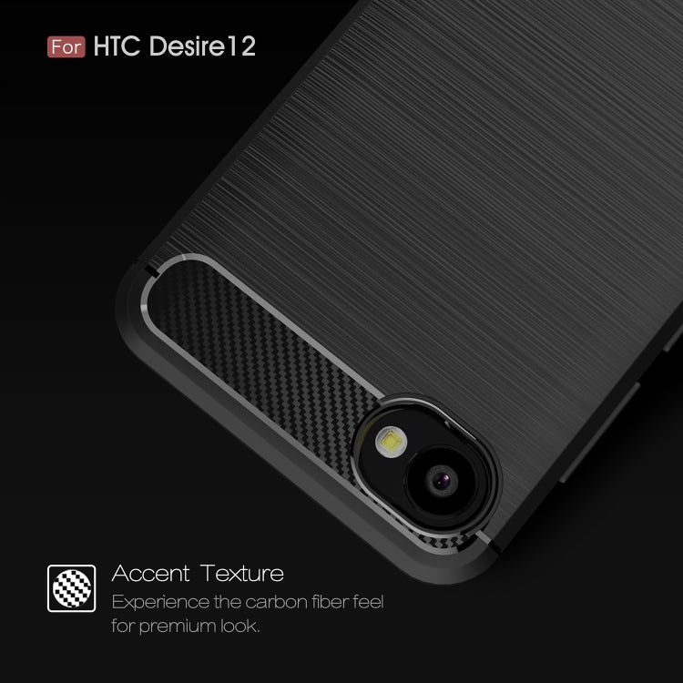 Brushed Texture Carbon Fiber Shockproof TPU Case for HTC Desire 12
