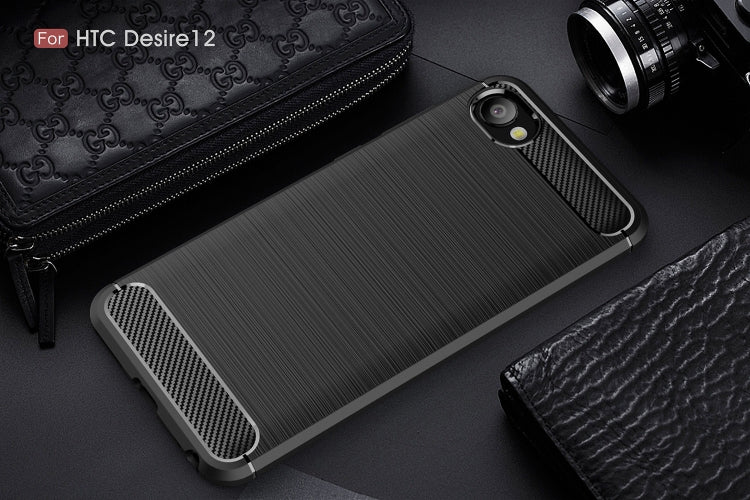 Brushed Texture Carbon Fiber Shockproof TPU Case for HTC Desire 12