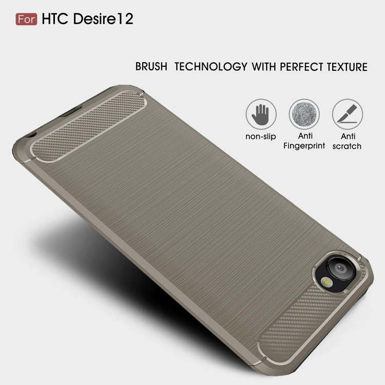 Brushed Texture Carbon Fiber Shockproof TPU Case for HTC Desire 12