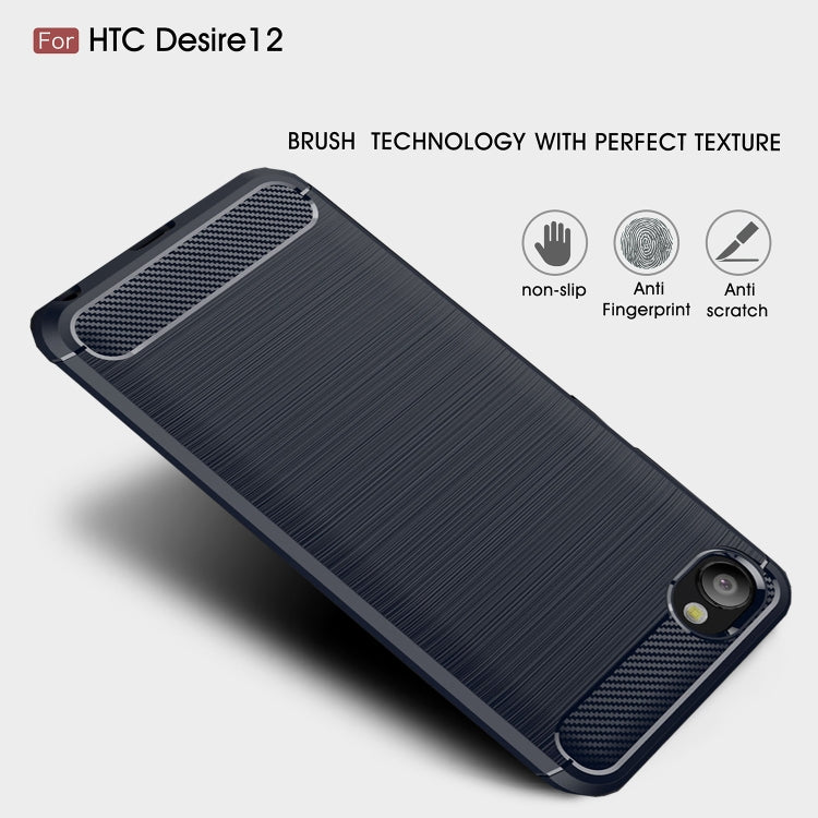 Brushed Texture Carbon Fiber Shockproof TPU Case for HTC Desire 12
