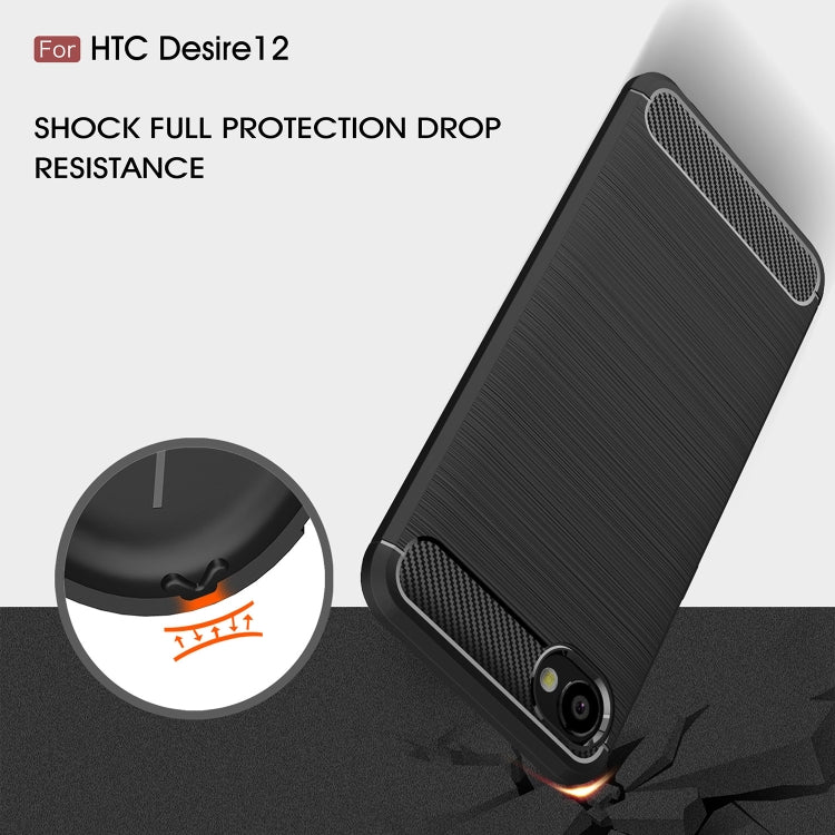 Brushed Texture Carbon Fiber Shockproof TPU Case for HTC Desire 12
