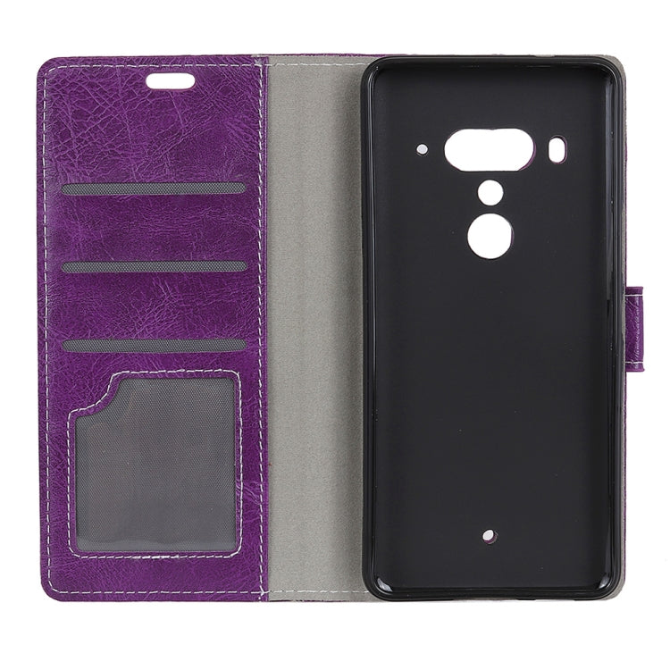 Retro Crazy Horse Texture Horizontal Flip Leather Case for HTC U12+, with Holder & Card Slots & Photo Frame