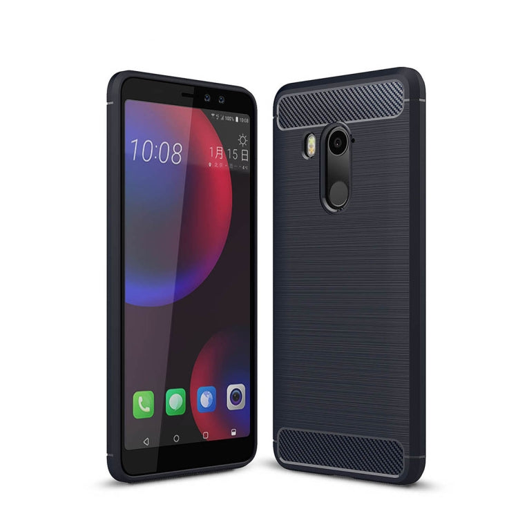 For HTC U11 Eyes Brushed Texture Carbon Fiber Shockproof TPU Protective Back Case
