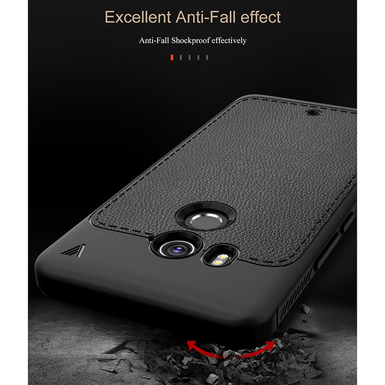 Lenuo Leshen Series for HTC U11+ TPU Litchi Texture Dropproof Protective Back Cover Case