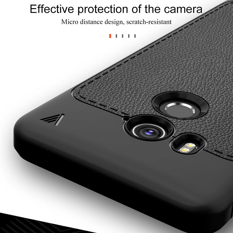 Lenuo Leshen Series for HTC U11+ TPU Litchi Texture Dropproof Protective Back Cover Case