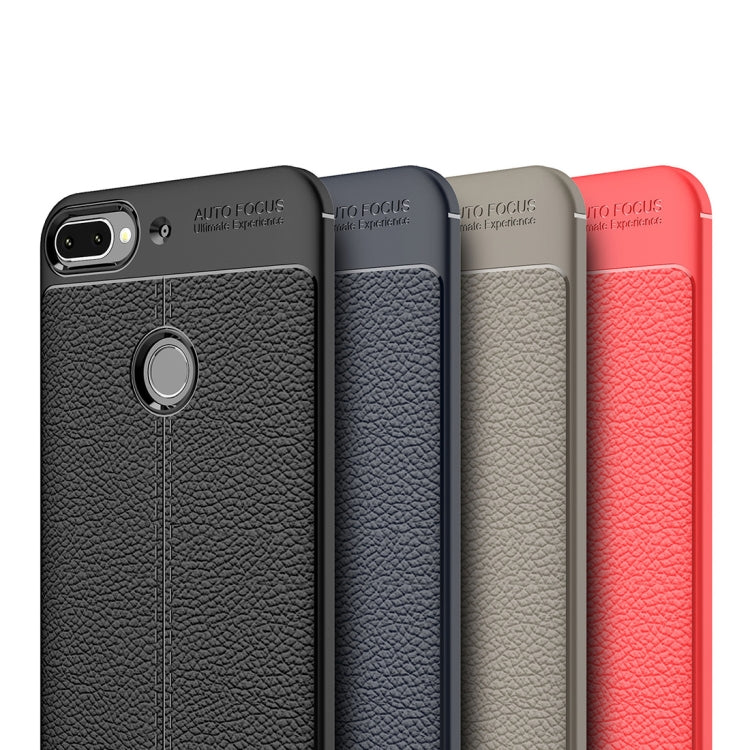 For HTC Desire 12+ Litchi Texture Soft TPU Protective Back Cover Case