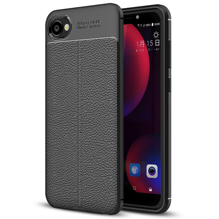 For HTC Desire 12 Litchi Texture Soft TPU Protective Back Cover Case