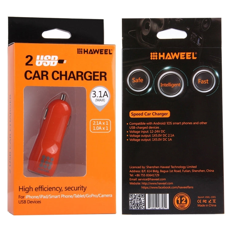 HAWEEL General 1A + 1A Dual USB Ports Car Charger