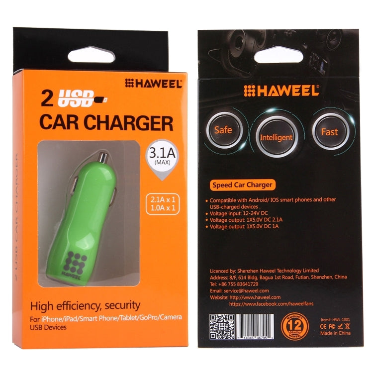 HAWEEL General 1A + 1A Dual USB Ports Car Charger