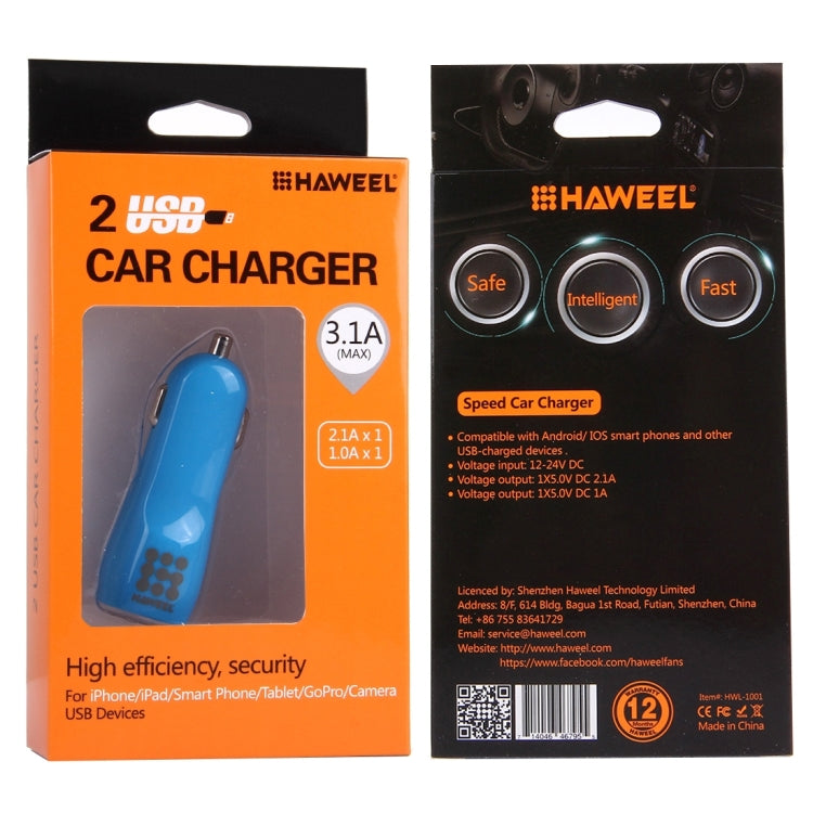 HAWEEL General 1A + 1A Dual USB Ports Car Charger