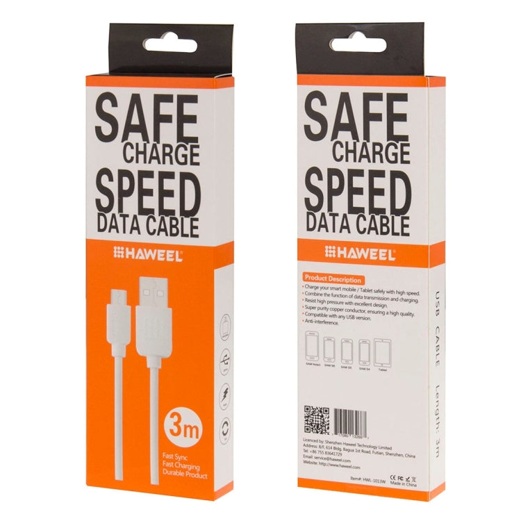 HAWEEL 3m High Speed Micro USB to USB Data Sync Charging Cable, For Samsung, Xiaomi, Huawei, LG, HTC, The Devices with Micro USB Port