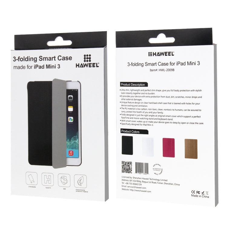 HAWEEL 3-folding Smart Case Clear Back Cover with Holder for iPad mini 3 / 2 / 1