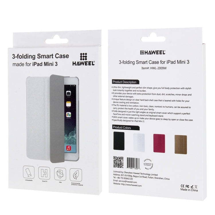 HAWEEL 3-folding Smart Case Clear Back Cover with Holder for iPad mini 3 / 2 / 1